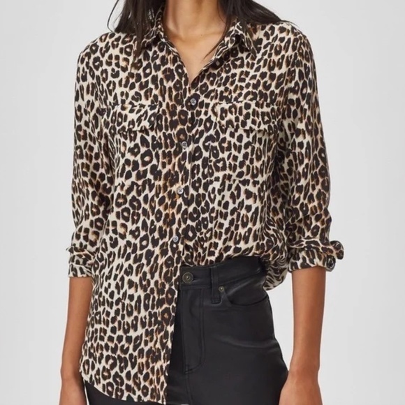 Equipment Slim Signature Shirt in Leopard Print - Picture 1 of 5